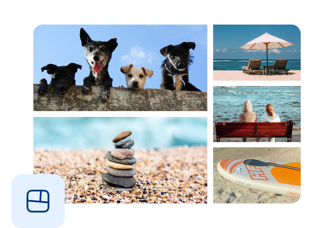 Collage hero — multiple photos arranged in a creative layout