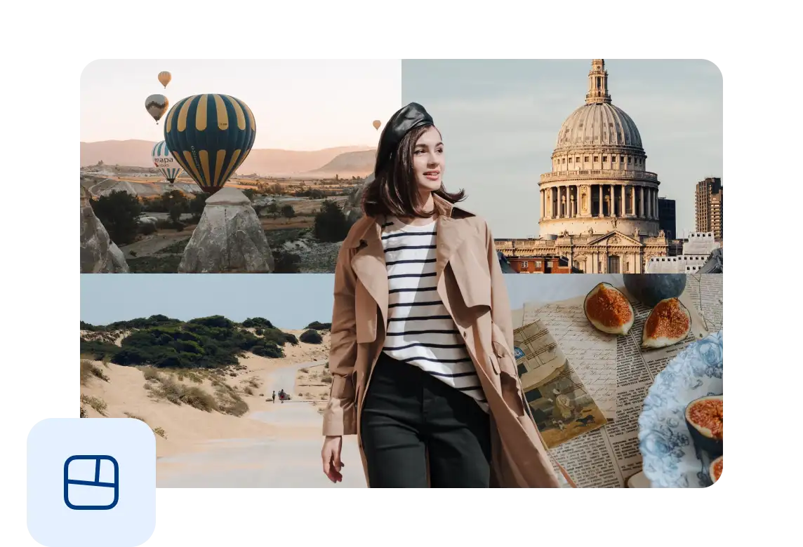 Collage hero — multiple photos arranged in a creative layout