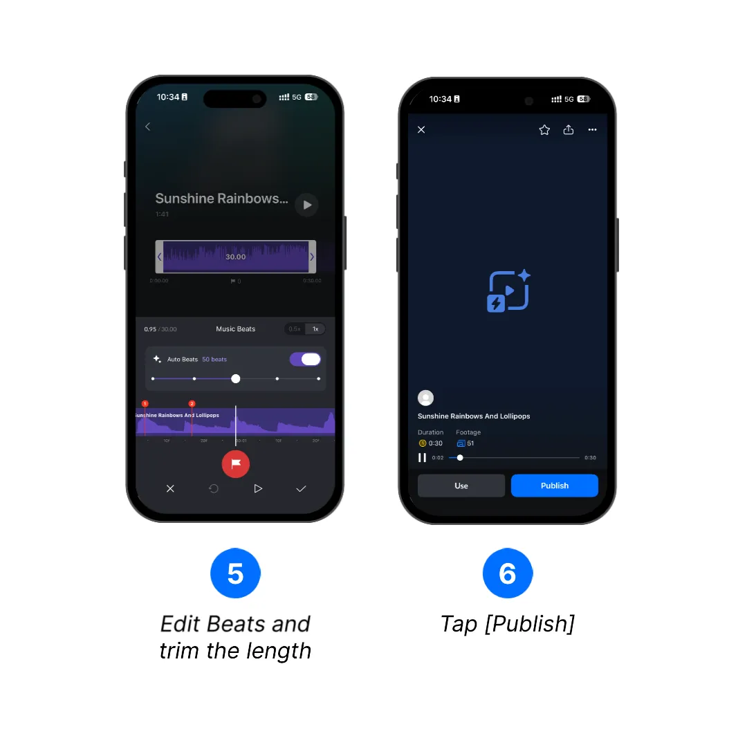 Edit generated beats and continue to publishing