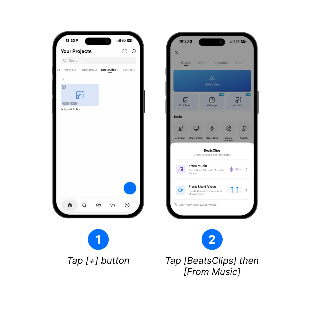Open BeatsClips and select From Music