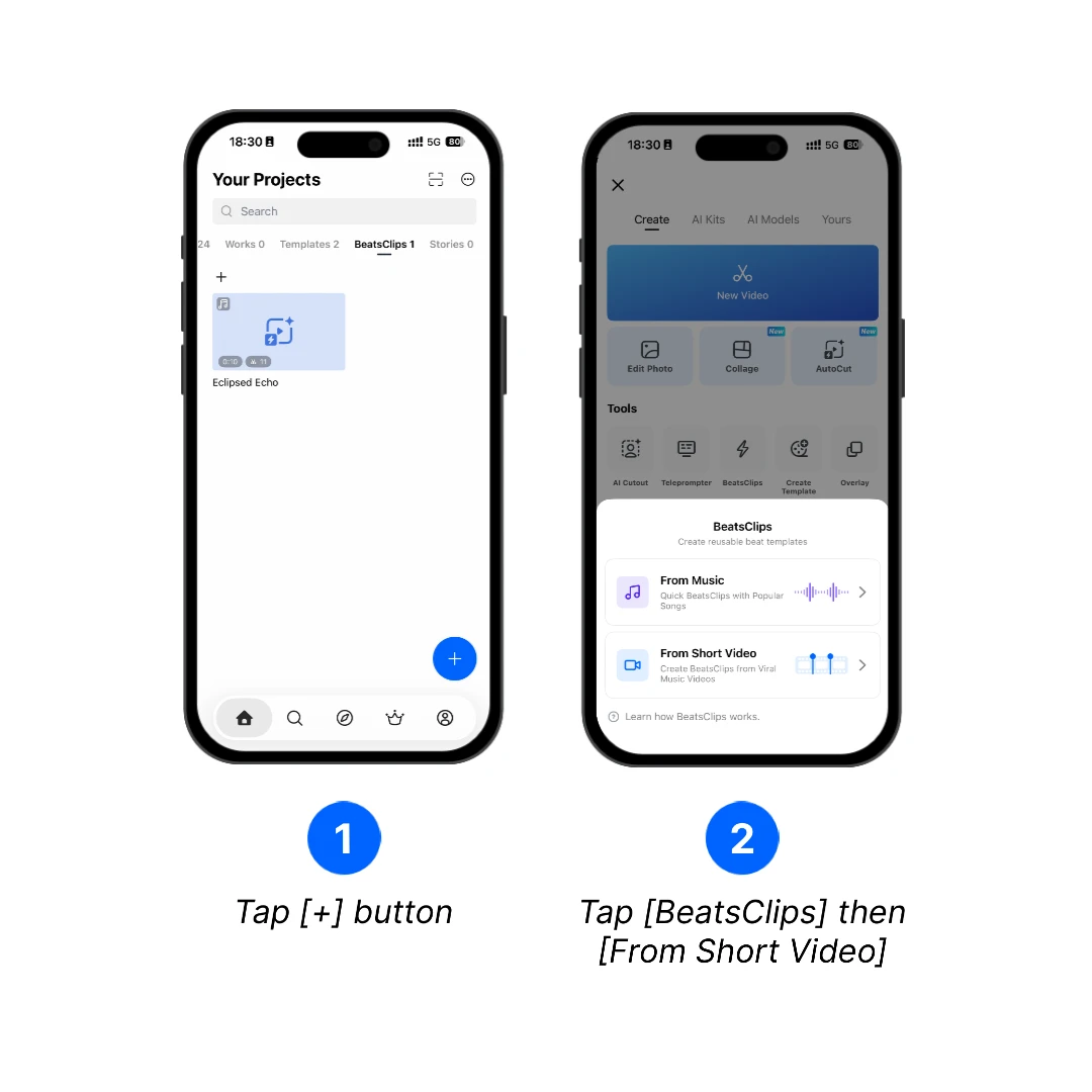 Open BeatsClips and select From Short Video