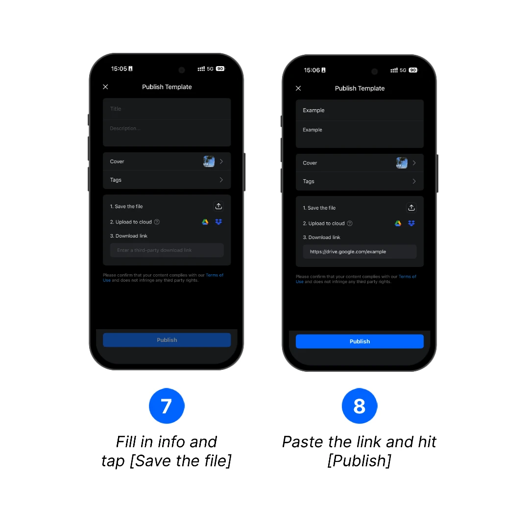 Save the template file and publish with a download link