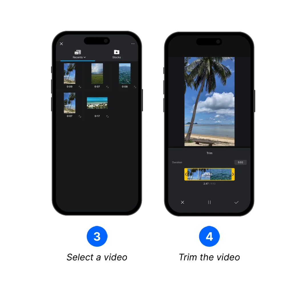 Select and trim the short reference video