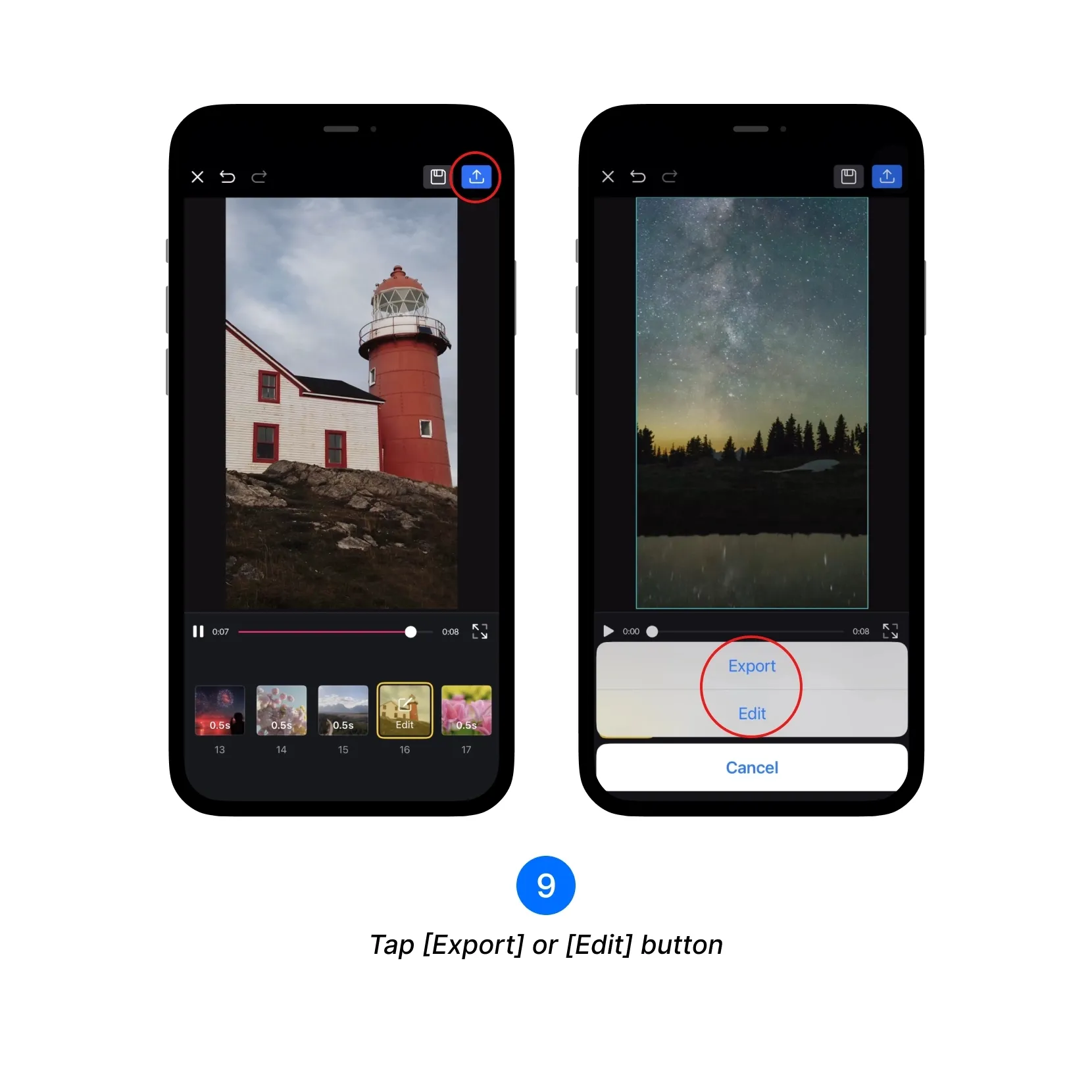 Export the final video or choose Edit to fine-tune it in the timeline
