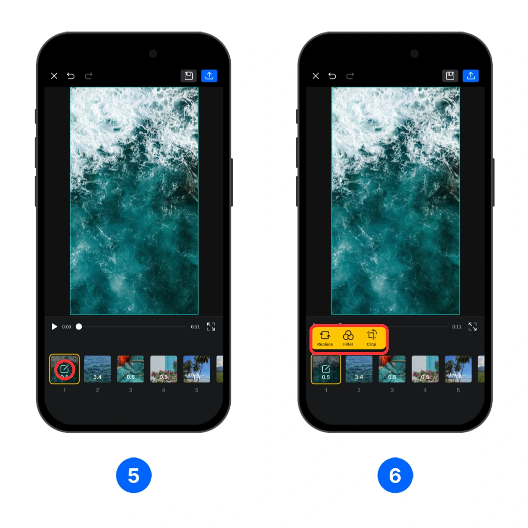 Open a template clip and use the clip editing menu