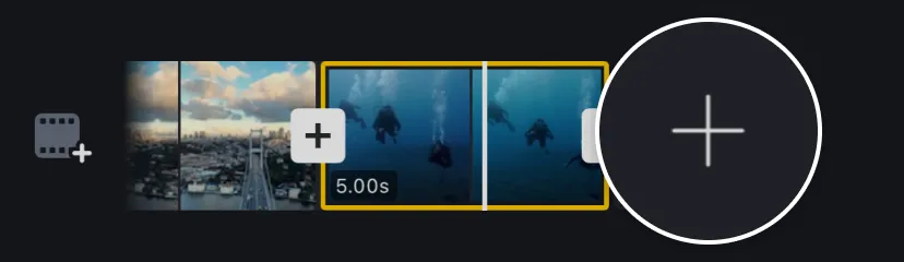 Move to the end and Tap the + to add an outro clip