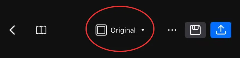 Tap on the aspect ratio at the top of the editor interface