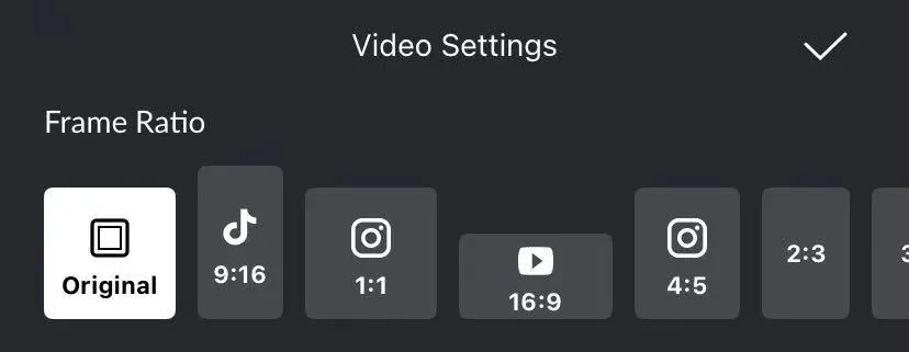 Select the most suitable ratio for your video
