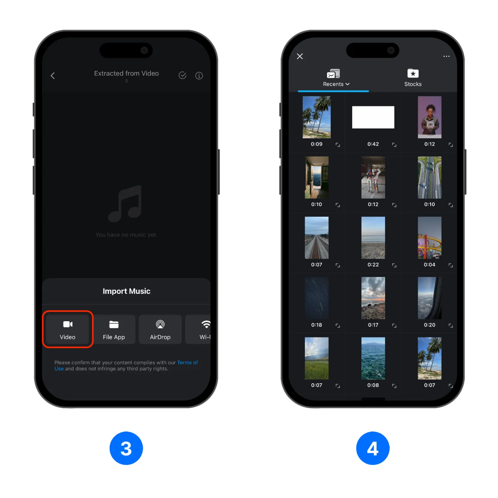 Click Extract from Video and select video