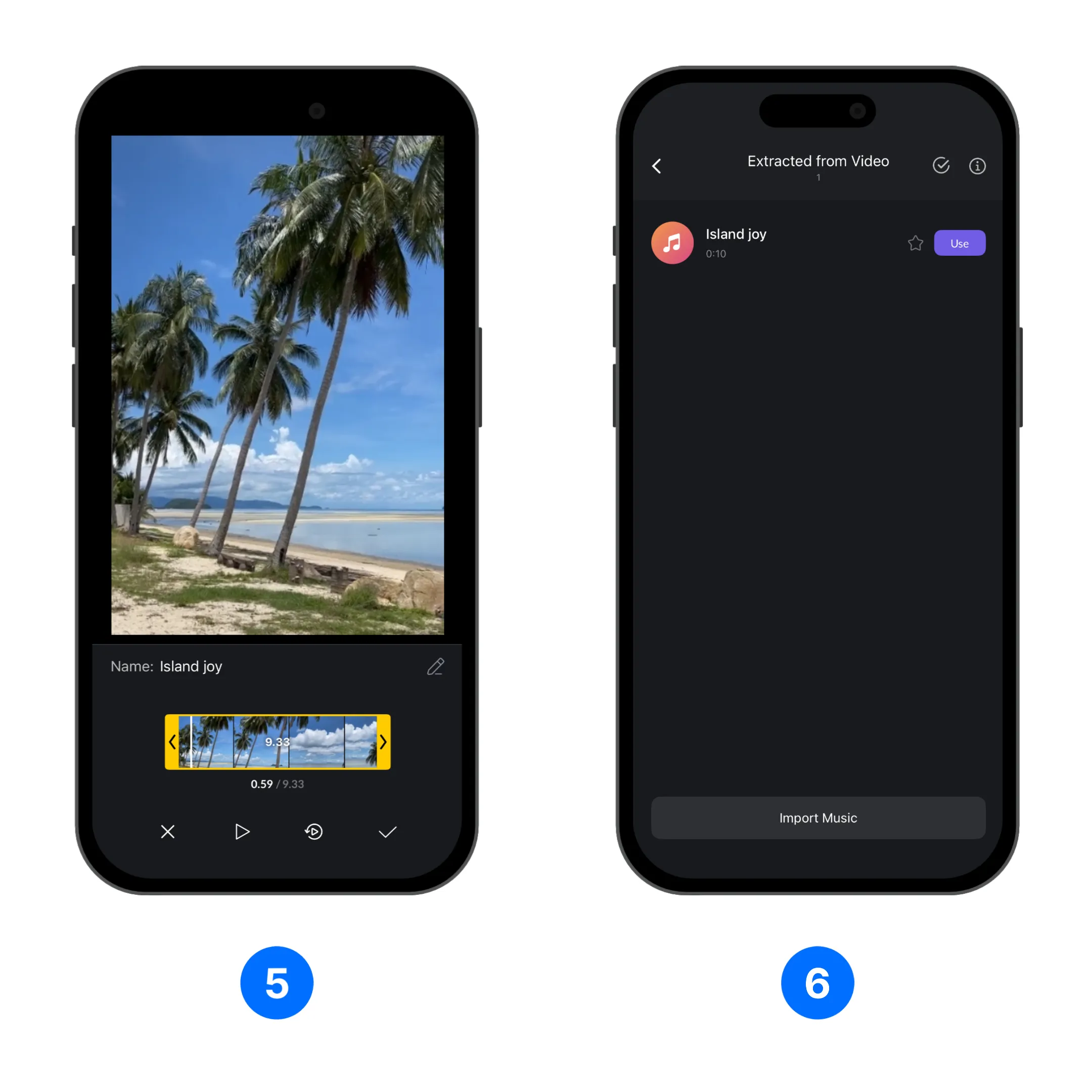 Trim the video and extract the music
