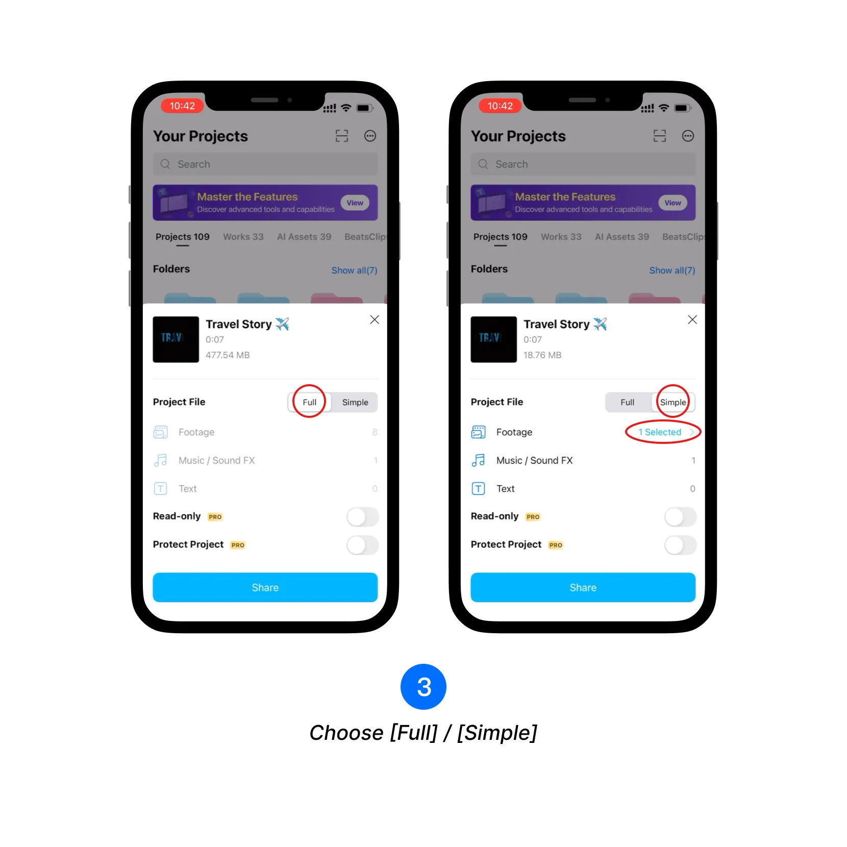 Select sharing mode