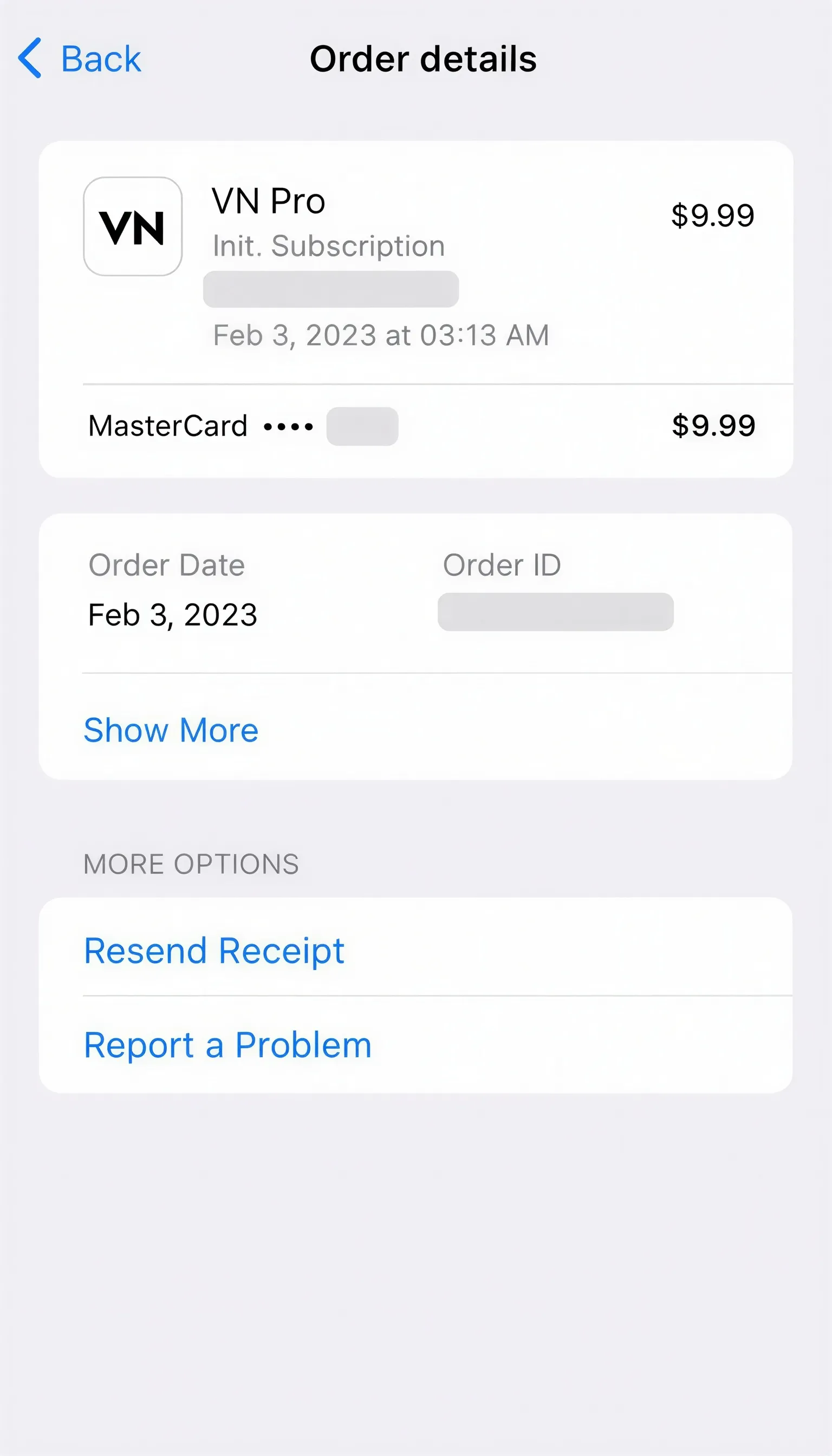 iOS App Store Purchase History Example