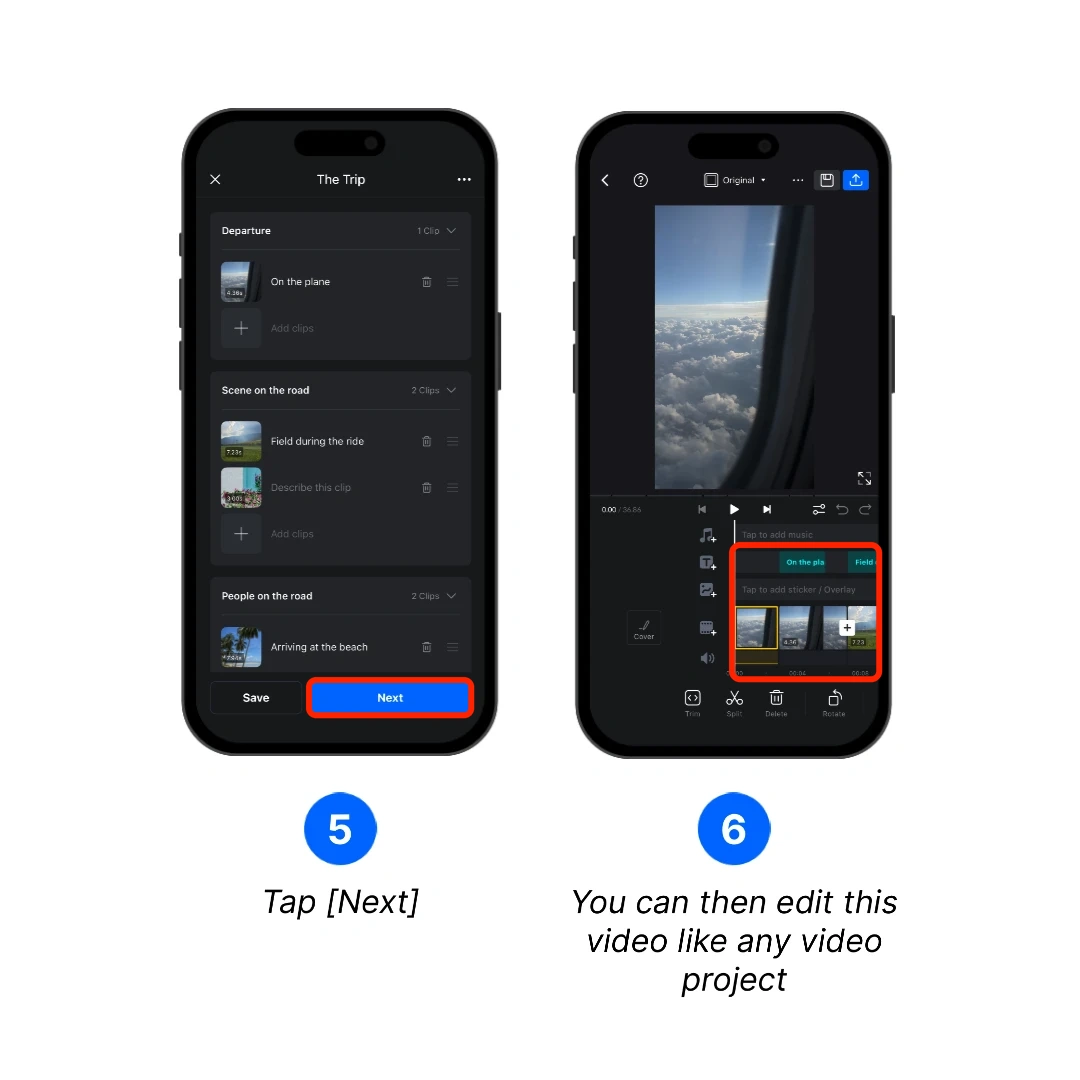 Create and continue editing the Story as a video project