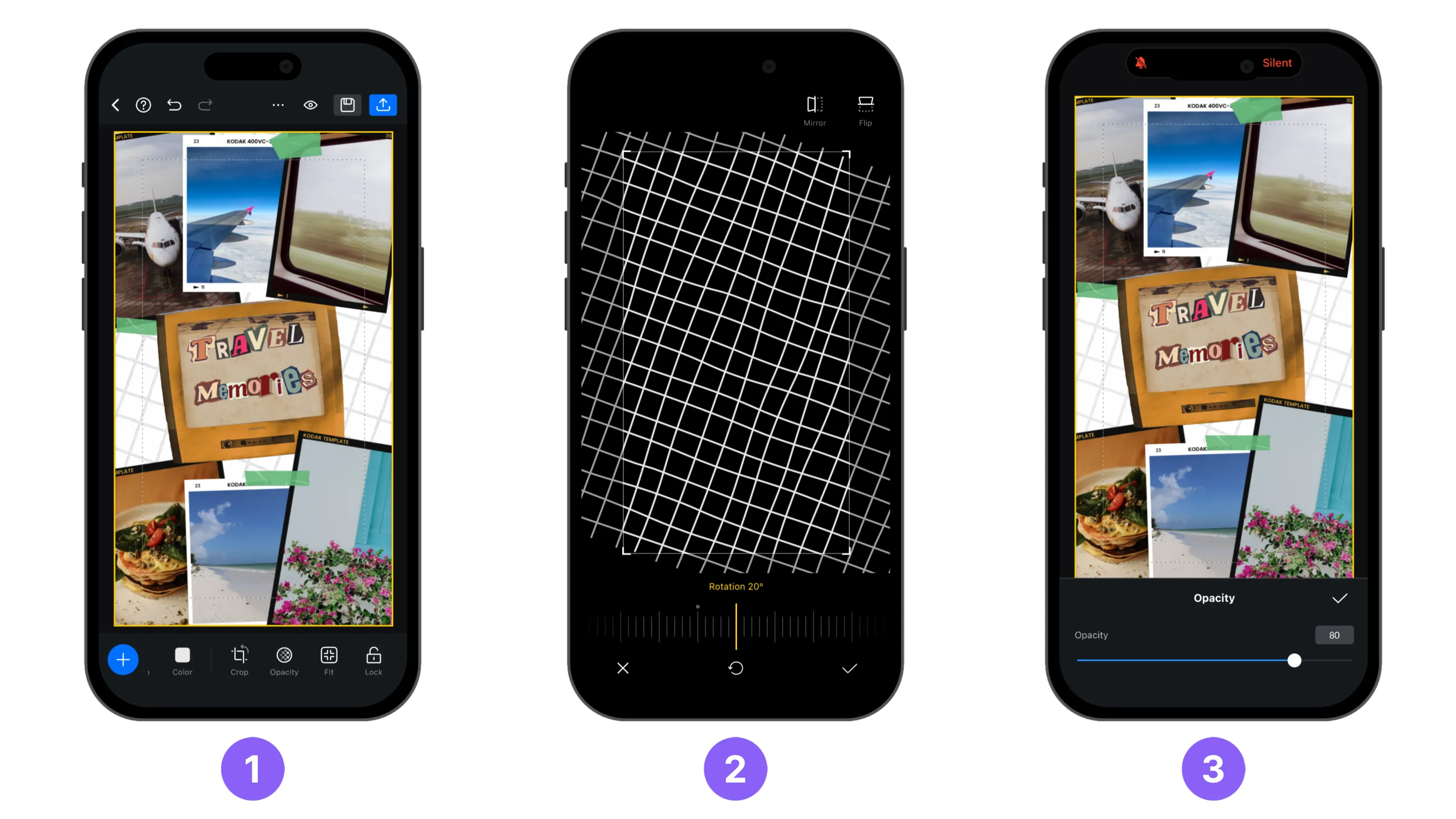 Change the background crop and opacity