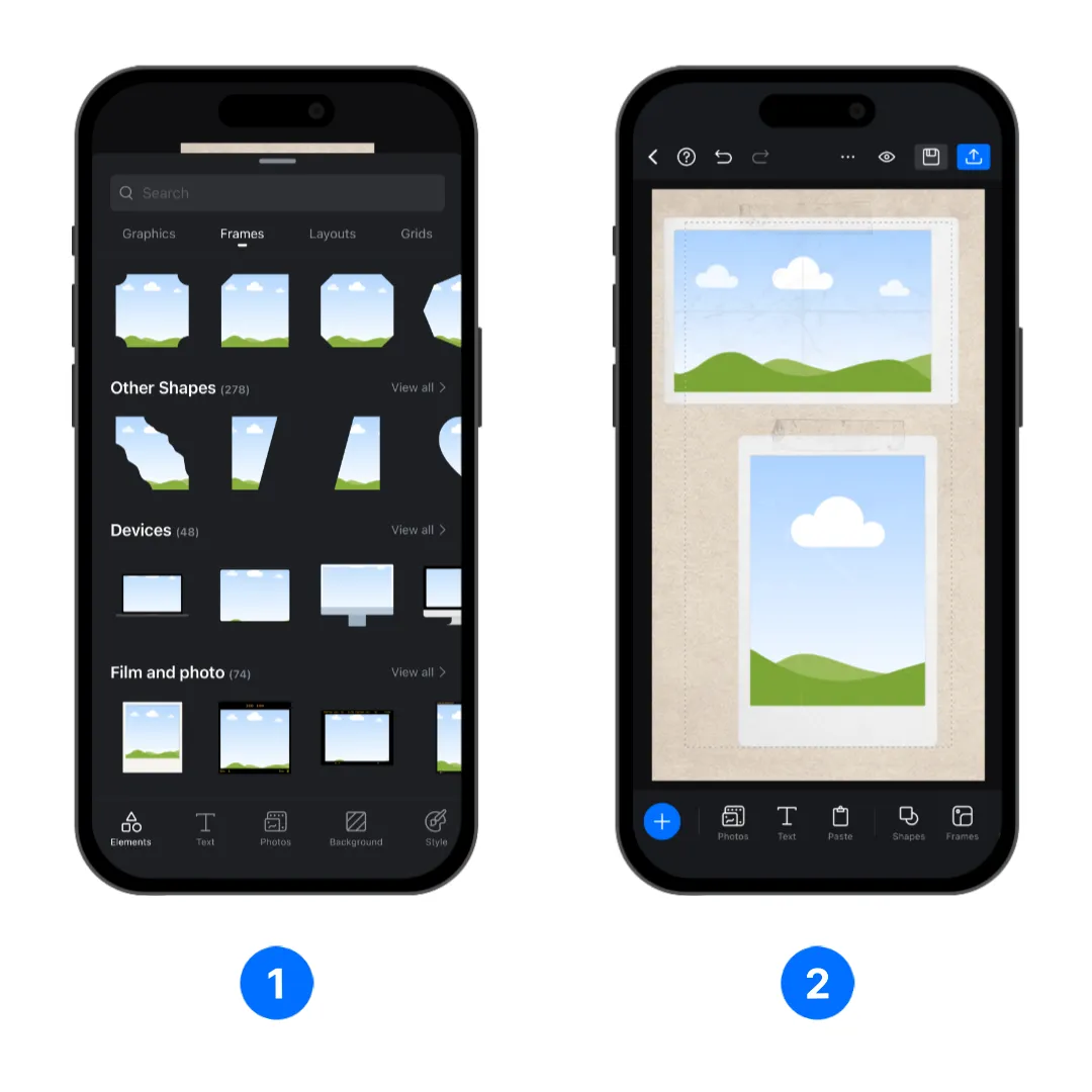 Select a Frame for a replaceable media area