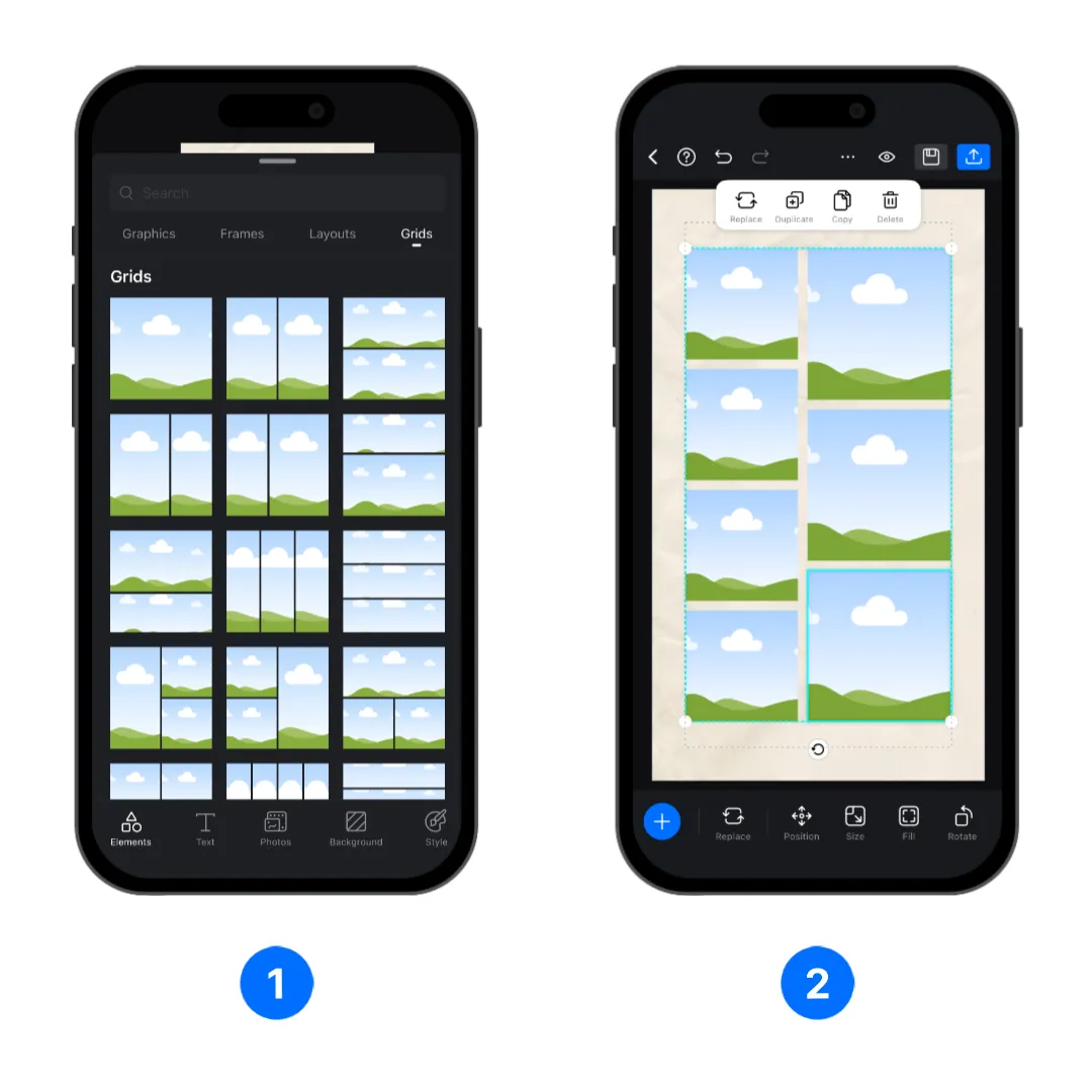 Select a Grid with multiple replaceable media cells