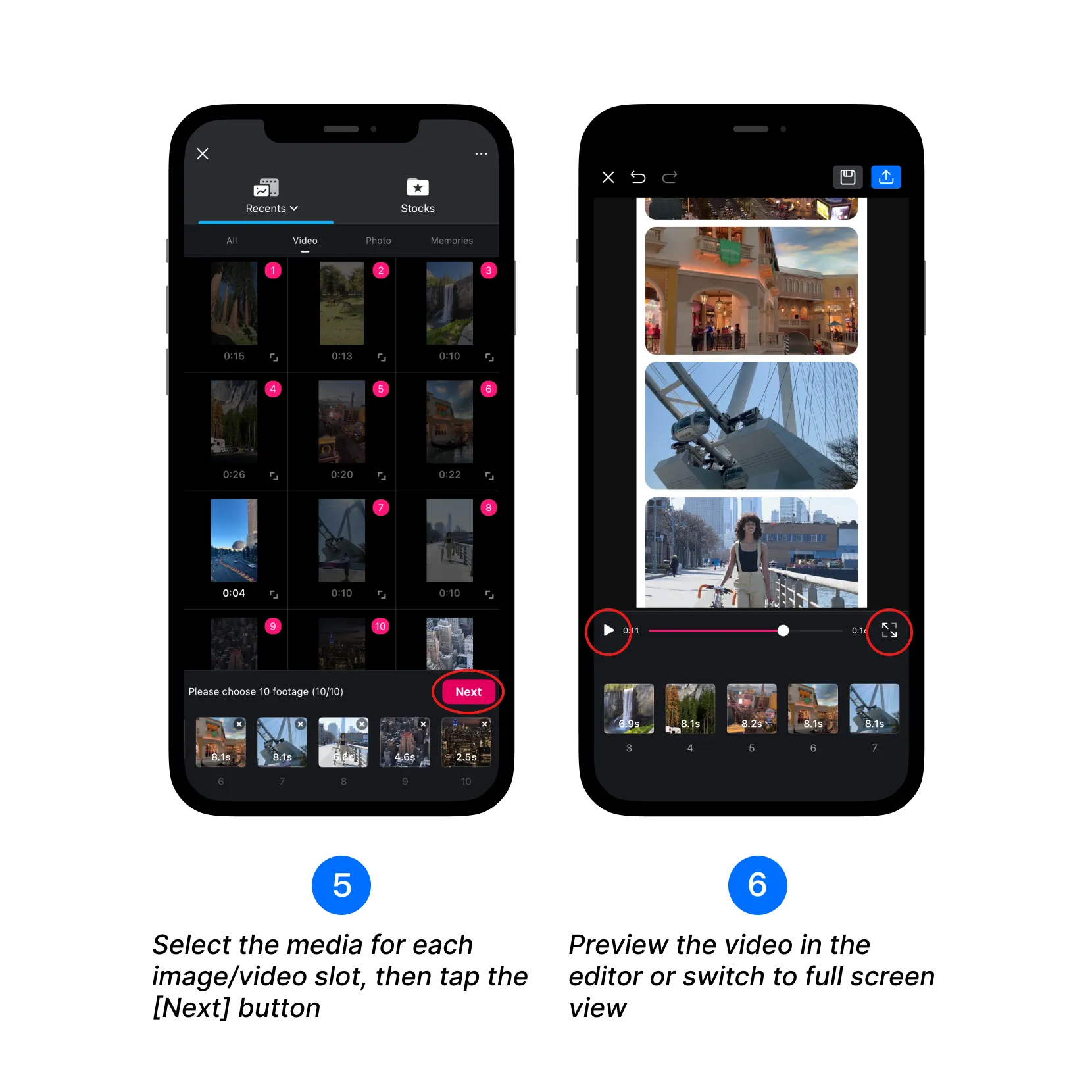 Select media and Preview